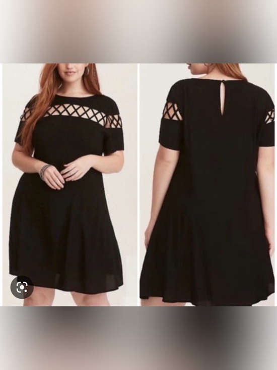 torrid Dresses & Skirts - Torrid Challis Lattice Cutout Trapeze Swing Dress Sz 18/20